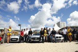 Audi, Mercedes Benz, BMW-Safteycars am Strand mit Timo Scheider, Audi Sport Team Phoenix; Adrien Tambay, Audi Sport Team Abt; Nico Müller, Audi Sport Team Rosberg; Robert Wickens, HWA; Lucas Auer, Mercedes-AMG DTM Team Mücke; Christian Vietoris, Mercedes AMG-Team Mücke Motorsport; Tom Blomqvist, BMW Team RBM; 11 Marco Wittmann, BMW Team RMG; Maxime Martin, BMW Team RMG