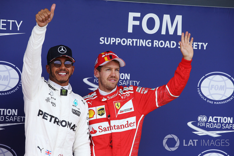 Polesitter Lewis Hamilton, Mercedes AMG F1, Sebastian Vettel, Ferrari