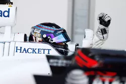  Lance Stroll, Williams, celebrates third place in parc ferme