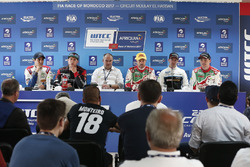 Mehdi Bennani, Sébastien Loeb Racing, Citroën C-Elysée WTCC, Rob Huff, All-Inkl Motorsport, Citroën C-Elysée WTCC, Fredrik Wahlen, Team manager Polestar Cyan racing, Tiago Monteiro, Honda Racing Team JAS, Honda Civic WTCC, Norbert Michelisz, Honda Racing Team JAS, Honda Civic WTCC at the Press Conference