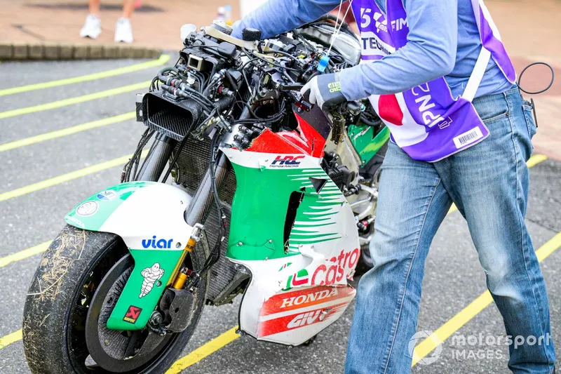 The bike of Johann Zarco, LCR Honda after his crash 
