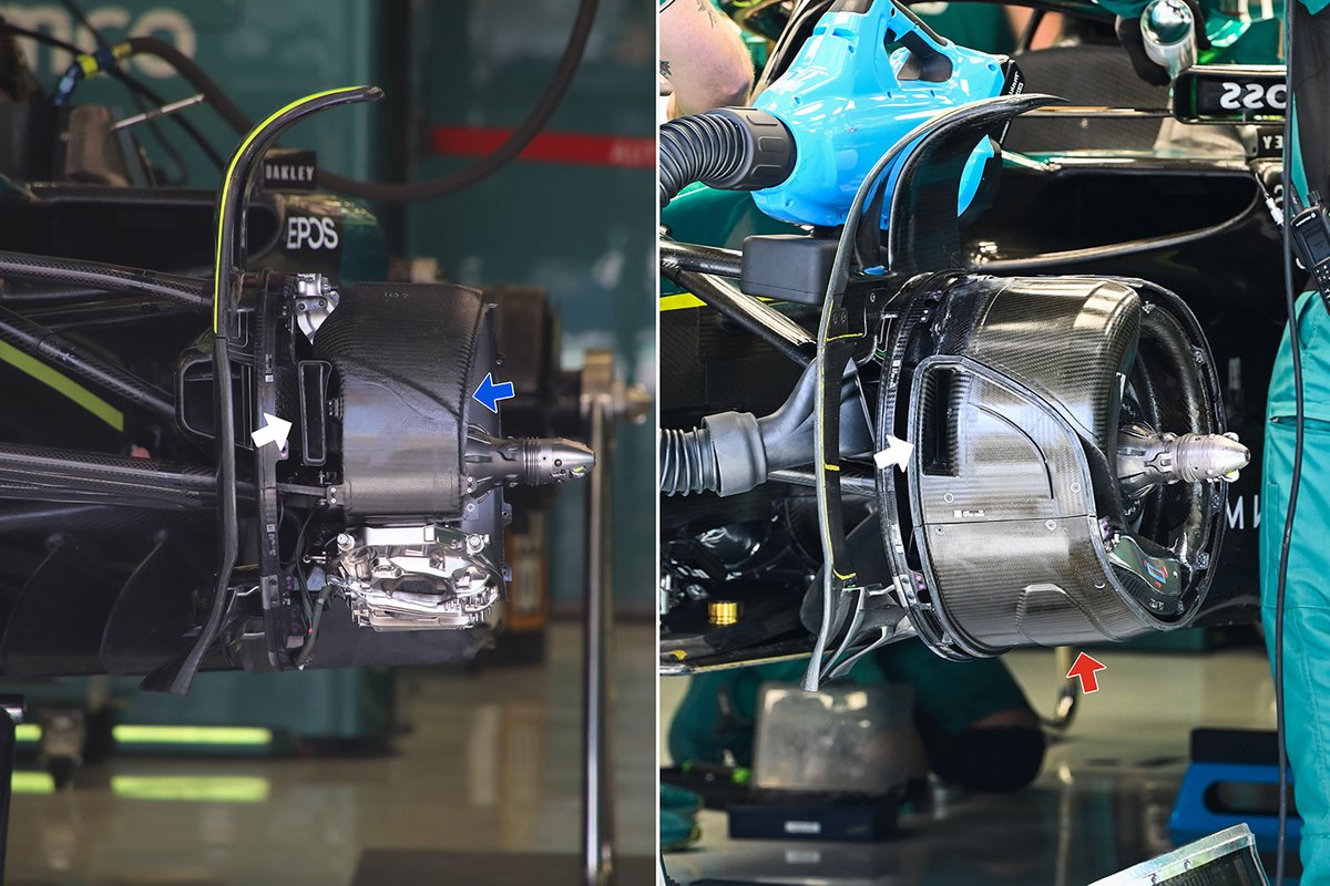 Comparativa de los frenos delanteros Aston Martin AMR23 (mueve la flecha)