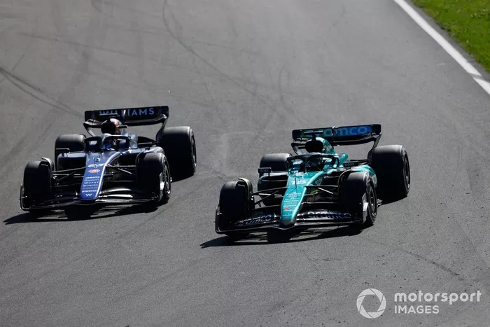 Lance Stroll, Aston Martin AMR24, lucha con Alex Albon, Williams FW46
