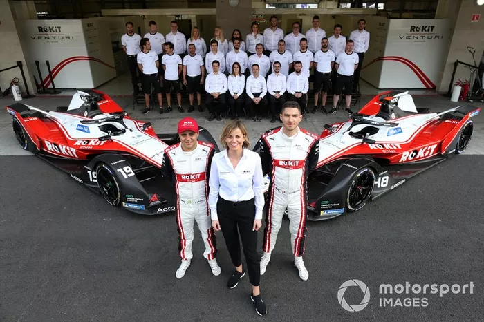 Felipe Massa, Edoardo Mortara, Susie Wolff, com a equipe Venturi