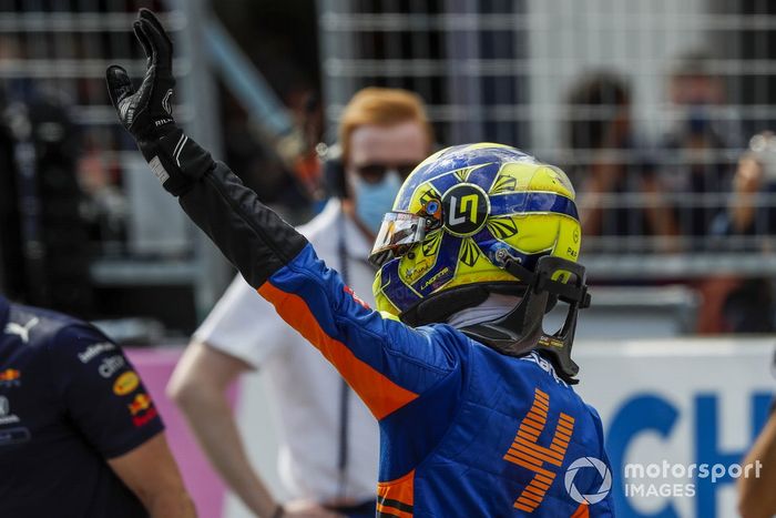 Segundo puesto Lando Norris, McLaren en Parc Ferme