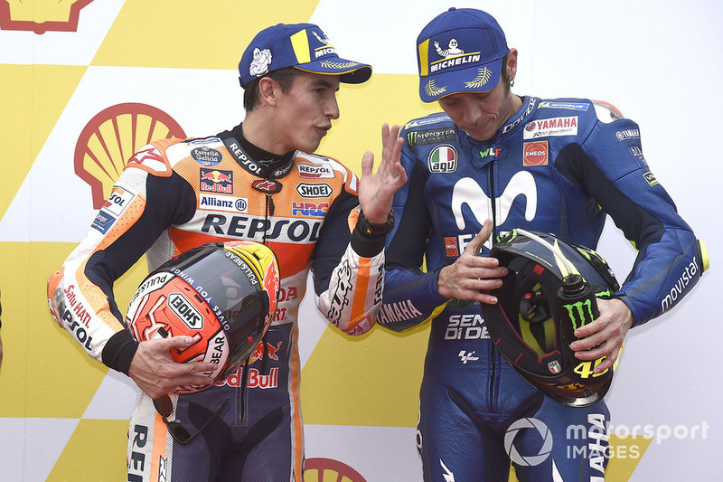 Polesitter Marc Marquez, Repsol Honda Team, 3. Valentino Rossi, Yamaha Factory Racing