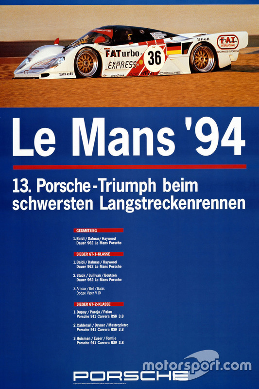 Poster Porsche 24h de Le Mans 1994