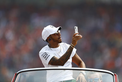 Lewis Hamilton, Mercedes AMG F1, in the drivers parade