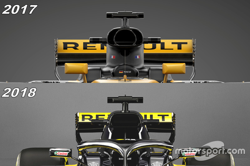 Hava girişi karşılaştırması Renault F1 Team RS18 vs RS17
