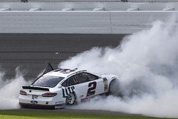 Brad Keselowski, Team Penske Ford Fusion celebrates his win