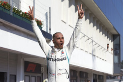 Race winner Lewis Hamilton, Mercedes-AMG F1 W09 celebrates in parc ferme