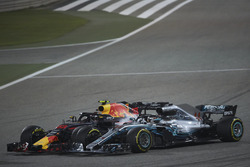 Lewis Hamilton, Mercedes AMG F1 W09, and Max Verstappen, Red Bull Racing RB14 Tag Heuer