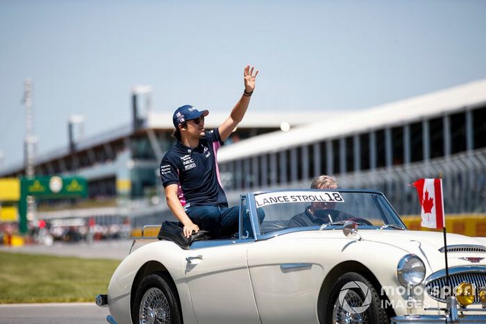 Lance Stroll, Racing Point, en el desfile de pilotos
