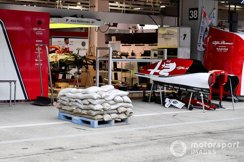 Sandbags were sent in and the paddock tied down in preparation for Saturday's storm