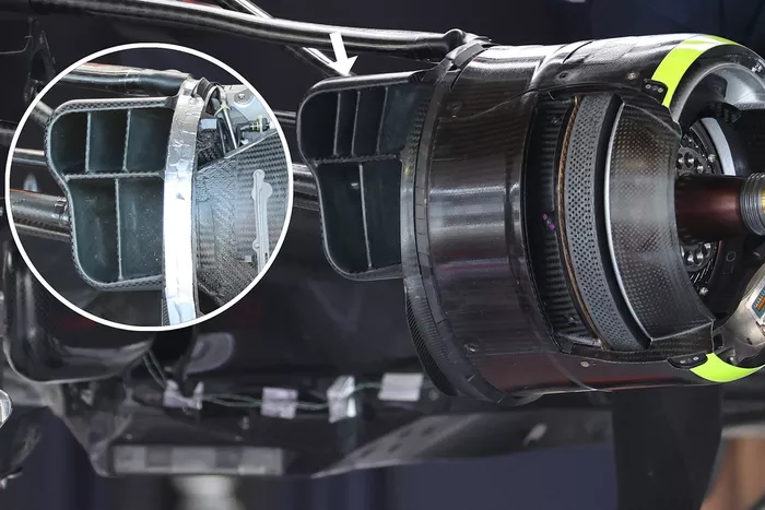 Detalle del conducto de freno del Red Bull Racing RB16B