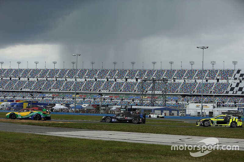 Track action with a threatening skies