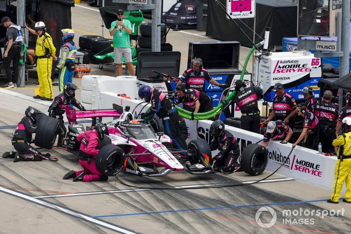 David Malukas, Meyer Shank Racing Honda Parada en boxes