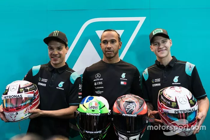 Lewis Hamilton, Franco Morbidelli, Petronas Yamaha SRT, Fabio Quartararo, Petronas Yamaha SRT
