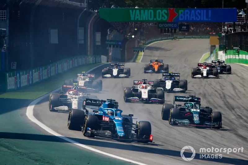 Fernando Alonso, Alpine A521, Lance Stroll, Aston Martin AMR21, Antonio Giovinazzi, Alfa Romeo Racing C41, Nikita Mazepin, Haas VF-21