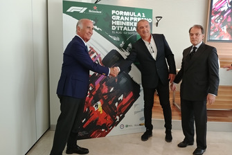 Presidente dell'ACI, Angelo Sticchi Damiani, Presidente del Autodromo Nazionale Monza SIAS spa, Giuseppe Redaelli, l'autore Aldo Drudi