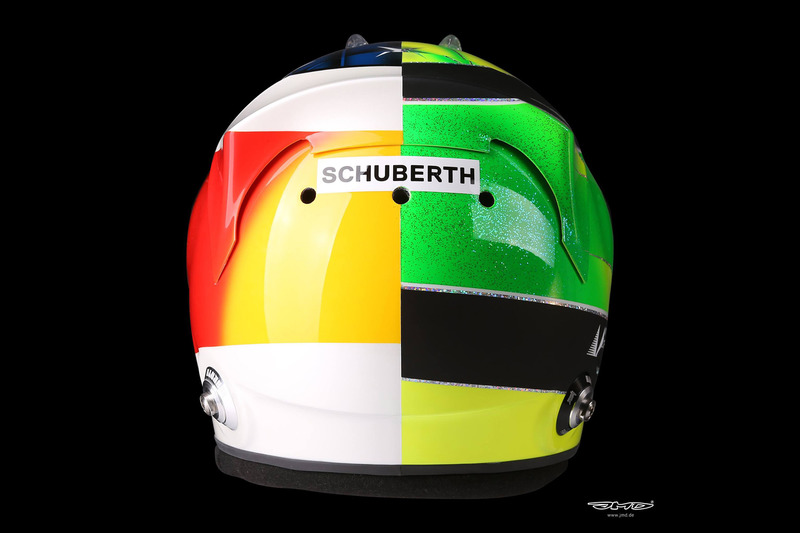 Helmdesign von Mick Schumacher für seine Demofahrt mit dem Benetton B194 seines Vaters Michael Schum