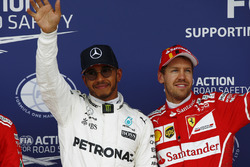 Top 3 Qualifiche: il poleman Lewis Hamilton, Mercedes AMG F1, il terzo qualificato Sebastian Vettel,