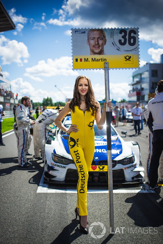 Grid girl of Maxime Martin, BMW Team RBM, BMW M4 DTM