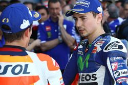 Segundo, Jorge Lorenzo, Yamaha Factory Racing con el tercer lugar, Marc Márquez, Repsol Honda Team e