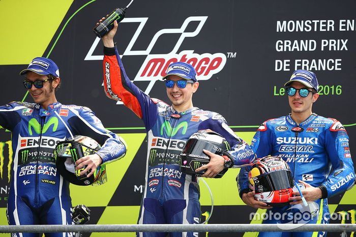 Valentino Rossi, Jorge Lorenzo y Maverick Viñales