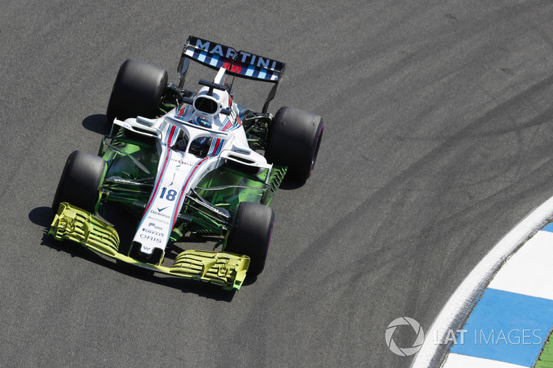Beaucoup de peinture aérodynamique sur la voiture de Lance Stroll, Williams FW41