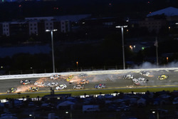 Denny Hamlin, Joe Gibbs Racing, Toyota Camry FedEx Cares, Jimmie Johnson, Hendrick Motorsports, Chevrolet Camaro Lowe's for Pros, Clint Bowyer, Stewart-Haas Racing, Chevrolet Camaro Haas 30 Years of the VF1 and Chase Elliott, Hendrick Motorsports, Chevrolet Camaro Hooters big wreck
