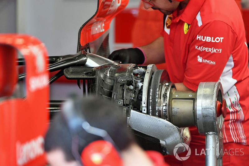 Ferrari SF71H rear brake and wheel hub detail