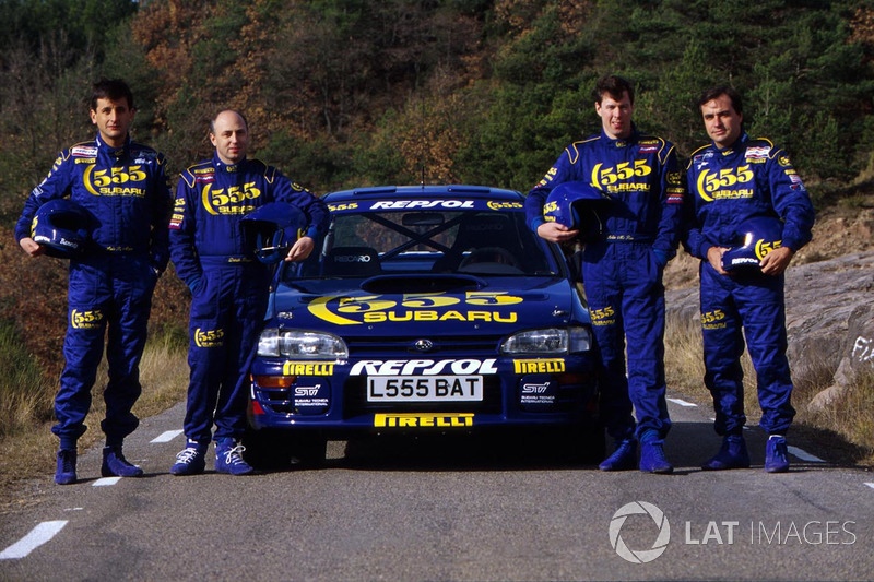 Luis Moya, Derek Ringer, Colin McRae, Carlos Sainz, Subaru Impreza