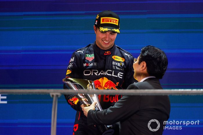 Podio: ganador Sergio Pérez, Red Bull Racing