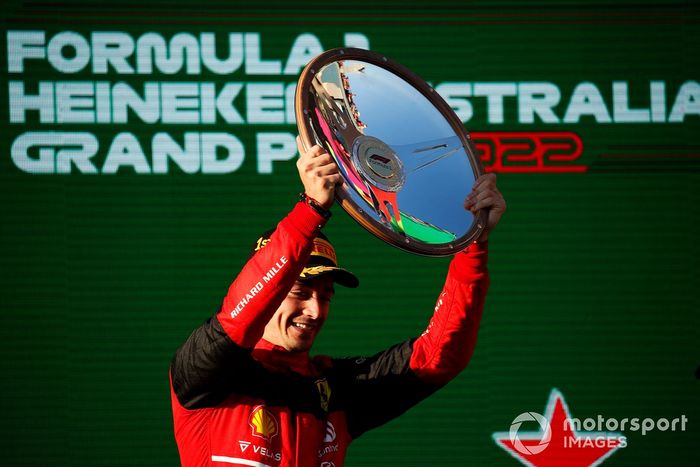 Podio: ganador Charles Leclerc, Ferrari