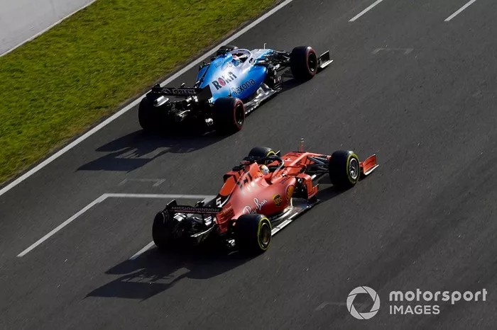 George Russell, Williams FW42, Sebastian Vettel, Ferrari SF90 