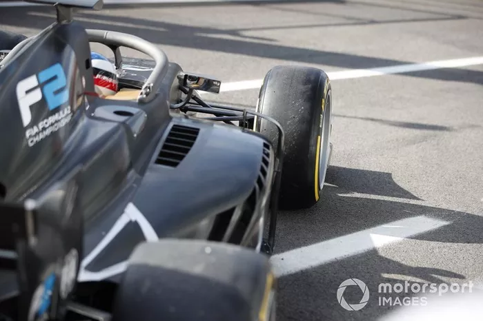 Jean Alesi tests the new Pirelli 18 inch tyres for next season's F2 Car
