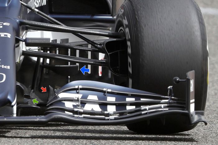 Detalle del bargeboard y los álabes giratorios del AlphaTauri AT02