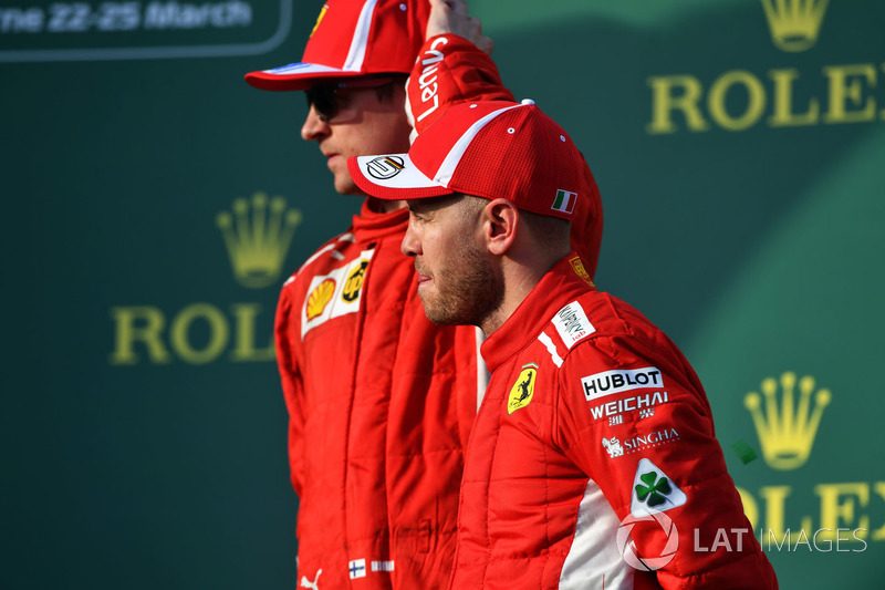 Sebastian Vettel, Ferrari on the podium