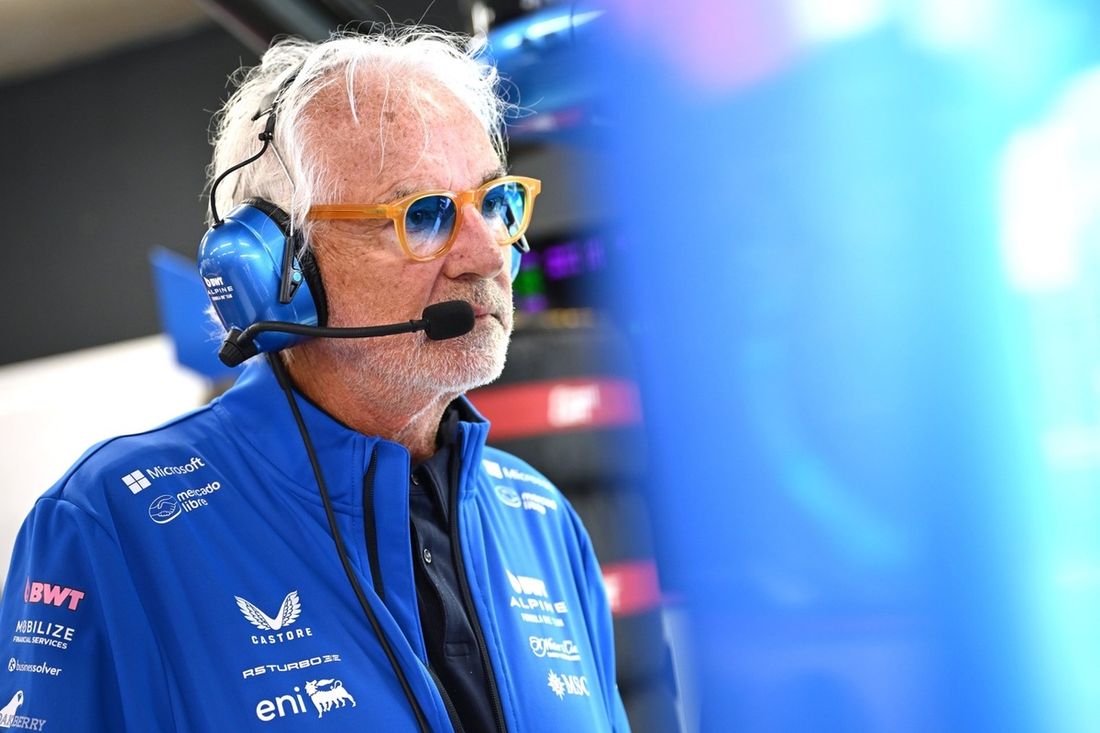 Flavio Briatore, Executive Advisor of Alpine F1 looks on in the garage.