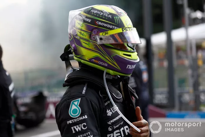 Lewis Hamilton, Mercedes-AMG, en Parc Ferme