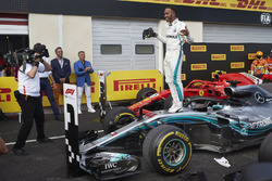 Lewis Hamilton, Mercedes AMG F1, 1st position, celebrates in Parc Ferme