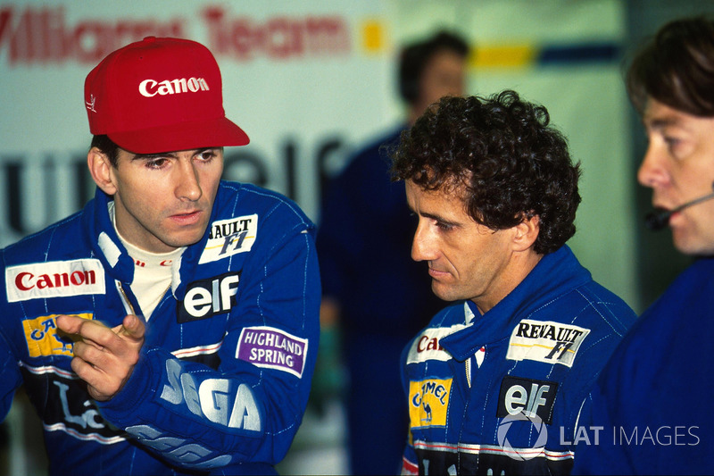 Team mates Damon Hill, Williams and Alain Prost, Williams