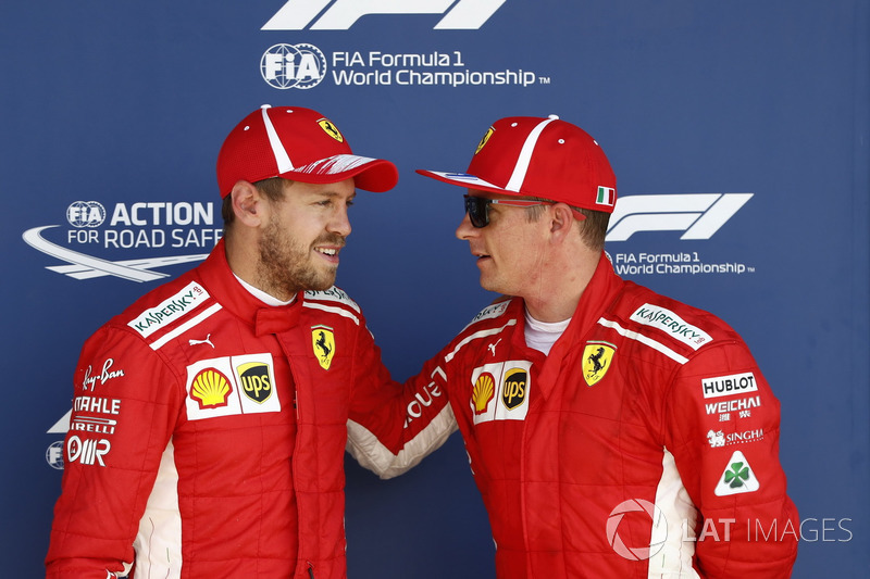 Sebastian Vettel, Ferrari, y Kimi Raikkonen, Ferrari