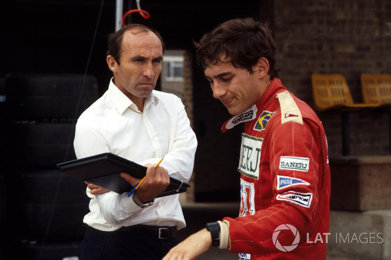 Ayrton Senna, Williams FW08C'yi takım sahibi Frank Williams ile tartışıyor