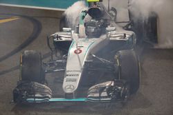 Second placed Nico Rosberg, Mercedes AMG F1 W07 Hybrid celebrates his World Championship at the end of the race