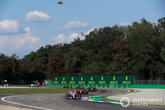 Lance Stroll, Racing Point RP20, Carlos Sainz Jr., McLaren MCL35, Lando Norris, McLaren MCL35