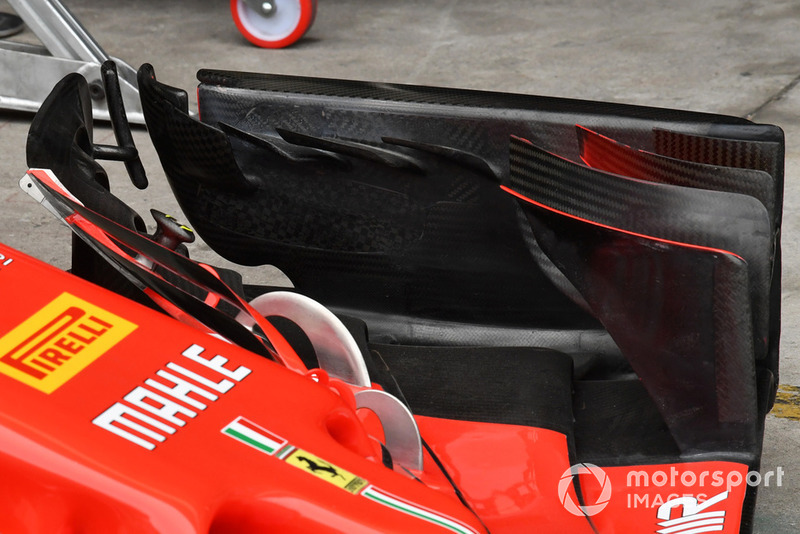 Ferrari SF-71H detail van de voorvleugel