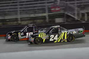 Noah Gragson, Kyle Busch Motorsports, Toyota Tundra Safelite AutoGlass, Justin Haley, GMS Racing, Chevrolet Silverado Fraternal Order Of Eagles