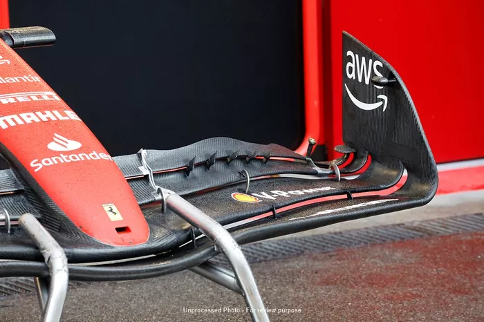 Detalle del alerón delantero del Ferrari SF-23